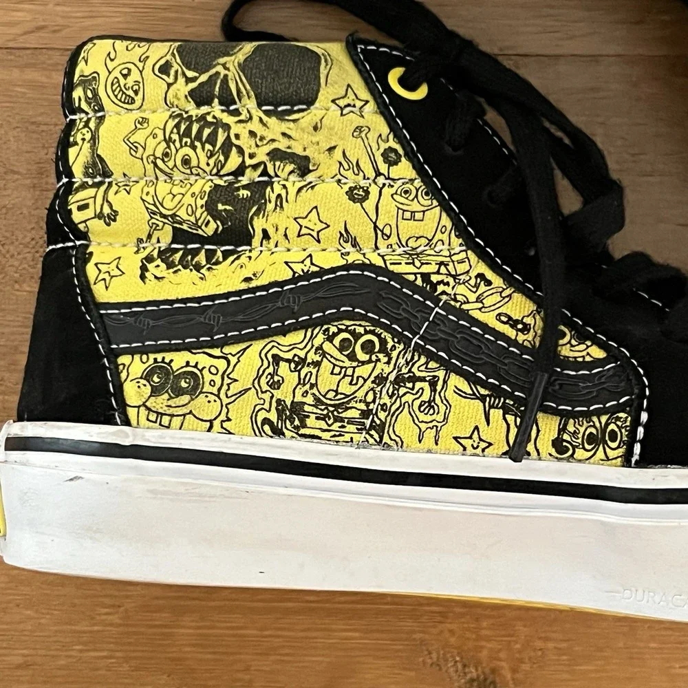 Vans x SpongeBob Gigliotti Sk8-Hi High Top Skate Shoes Mens 7.5 Yellow Black HTF